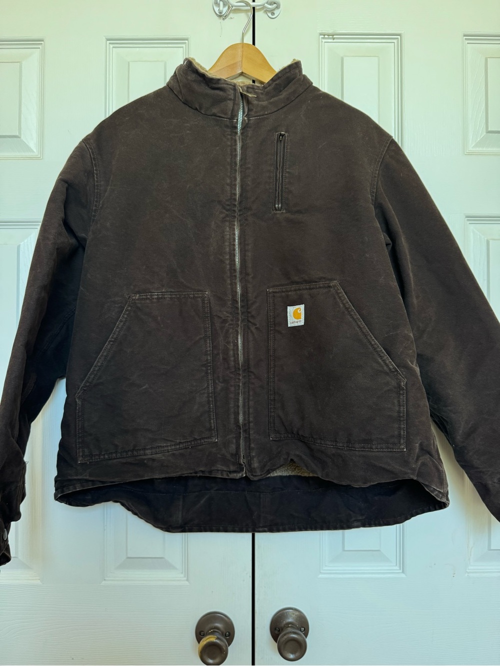 Carhartt Vintage Brown Sherpa Ridge Jacket XL WJ022
